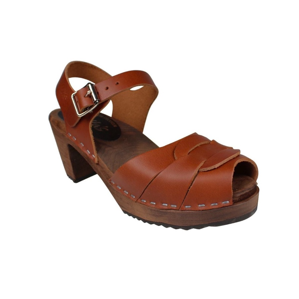 NWT Lotta from Stockholm Peep Toe Clogs - Cinnamon on Brown Base - Picture 8 of 8